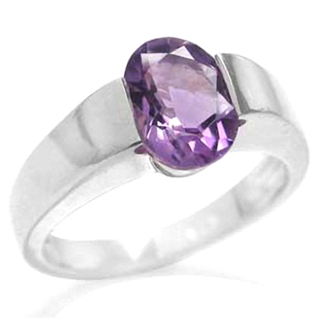 1.63ct. Natural February Birthstone Amethyst 925 Sterling Silver Solitaire Ring RN0036985