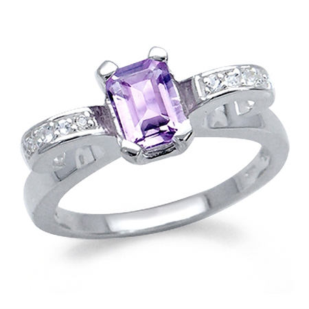 Natural February Birthstone Amethyst & White Topaz 925 Sterling Silver Ring RN0073273