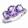 3.17ct. 3-Stone Natural Oval Shape Amethyst 925 Sterling Silver Ring RN0075948