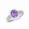 1.64ct. Natural Oval Shape Amethyst & White Topaz 925 Sterling Silver Engagement Ring RN0076641