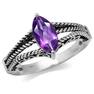Natural February Birthstone African Amethyst 925 Sterling Silver Filigree Solitaire Rope Ring RN0076783