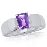 1.52ct. Natural February Birthstone African Amethyst 925 Sterling Silver Solitaire Ring RN0076877