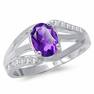 1.07ct. Natural February Birthstone African Amethyst & White Topaz 925 Sterling Silver Ring RN0076889