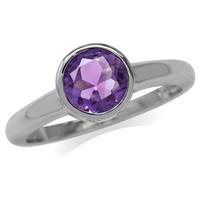 1.15ct. 7MM Round Natural African Amethyst White Gold Plated 925 Sterling Silver Solitaire Ring RN0080038