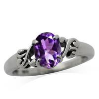 1.13ct. Natural African Amethyst 925 Sterling Silver Victorian Style Solitaire Ring RN0088005