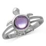 Natural Amethyst 925 Sterling Silver Turtle Solitaire Ring RN0088321