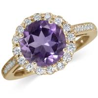 2.3ct. Natural Amethyst & White Topaz 14K Gold Plated 925 Sterling Silver Cocktail Ring RN0089258