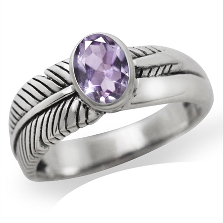 Natural Amethyst 925 Sterling Silver LEAF Ring RN0089284