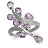 1.68ct. Natural Amethyst 925 Sterling Silver Bypass Leaf Ring RN0090184