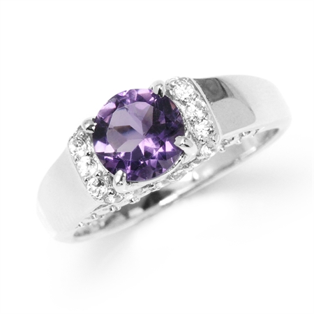 1.19ct. Natural Amethyst White Gold Plated 925 Sterling Silver Engagement Ring RN0090329