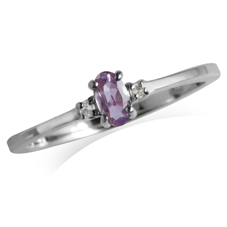 Natural Amethyst & Topaz White Gold Plated 925 Sterling Silver Petite Ring RN0090431