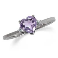 Natural Heart Shape Amethyst & White Topaz Sterling Silver Engagement Ring RN0090611