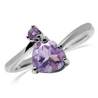 1.07ct. Natural Heart Shape Amethyst 925 Sterling Silver Bypass Ring RN0090612