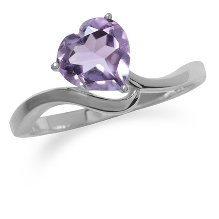 1.54ct. Natural Heart Shape Amethyst 925 Sterling Silver Solitaire Ring RN0090615