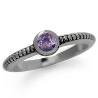 Natural Amethyst 925 Sterling Silver Stack/Stackable Bali/Balinese Style Ring RN0090662