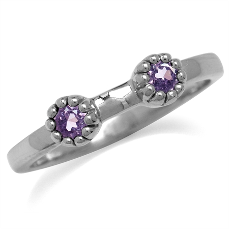 Natural Amethyst White Gold Plated 925 Sterling Silver Stack/Stackable Ring RN0091086