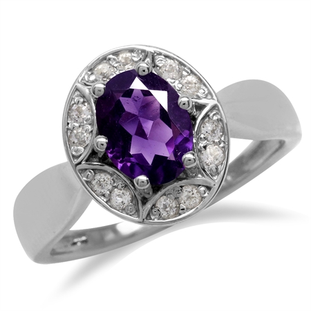 1.15ct. Natural African Amethyst 925 Sterling Silver Sun Ray Inspired Filigree Ring RN0091389