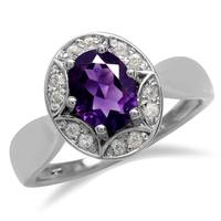1.15ct. Natural African Amethyst 925 Sterling Silver Sun Ray Inspired Filigree Ring RN0091389