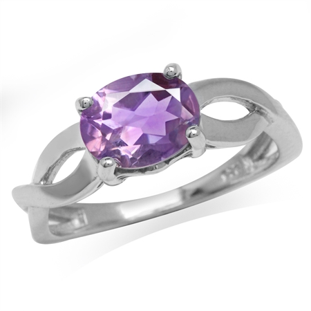 1.69ct. Natural Amethyst White Gold Plated 925 Sterling Silver Solitaire Ring RN0091857