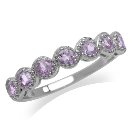 Natural Amethyst White Gold Plated 925 Sterling Silver Journey Ring RN0092789