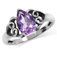1.12ct. Natural Amethyst 925 Sterling Silver Filigree Heart Ring RN0093941