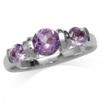 1.3ct. 3-Stone Natural Round Shape Amethyst White Gold Plated 925 Sterling Silver Ring RN0094634