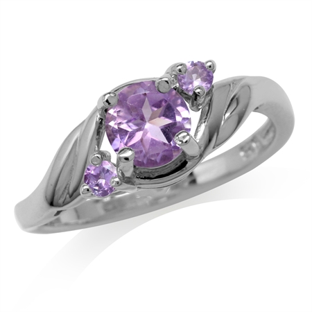 Natural Amethyst White Gold Plated 925 Sterling Silver Engagement Ring RN0094700