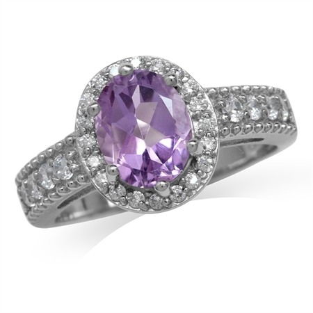 1.73ct. Natural Amethyst White Gold Plated 925 Sterling Silver Engagement Ring RN0094440