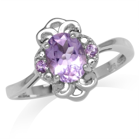 1.22ct. Natural Amethyst White Gold Plated 925 Sterling Silver Filigree Ring RN0095092