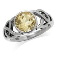 1.72ct. Natural Citrine 925 Sterling Silver Celtic Knot Solitaire Ring RN0093946