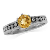 Natural Citrine 925 Sterling Silver Bali/Balinese Style Solitaire Ring RN0094044