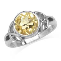 2.43ct. 9MM Natural Round Shape Citrine 925 Sterling Silver Triquetra Celtic Knot Ring RN0095104