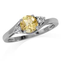 Natural Citrine & White Topaz Gold Plated 925 Sterling Silver Engagement Ring RN0095197