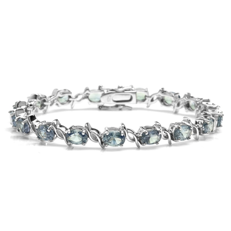 Simulated Color Change Alexandrite White Gold Plated 925 Sterling Silver Tennis Bracelet 7.5 Inch. BR0091872