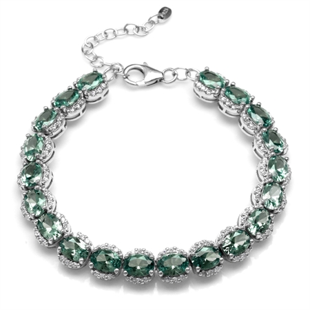 Oval Shape Simulated Color Change Alexandrite 925 Sterling Silver 6.5-7-8 Inch Adjustable Bracelet BR0095345