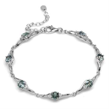 Simulated Color Change Alexandrite White Gold Plated 925 Sterling Silver 7-8.5 Inch Adj. Bracelet BR0095895