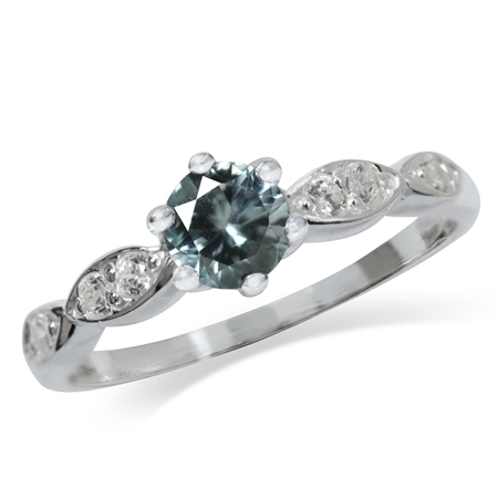 Simulated Color Change Alexandrite & White CZ 925 Sterling Silver Engagement Ring RN0089605
