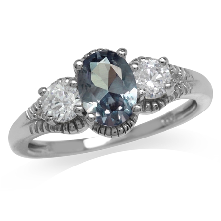 Simulated Color Change Alexandrite White Gold Plated 925 Sterling Silver Ring RN0093540