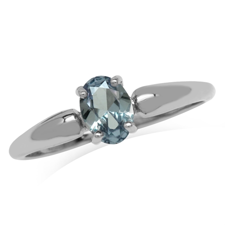 Simulated Color Change Alexandrite White Gold Plated 925 Sterling Silver Solitaire Promise Ring RN0093738