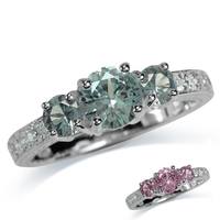3-Stone Simulated Color Change Alexandrite White Gold Plated 925 Sterling Silver Ring RN0094587