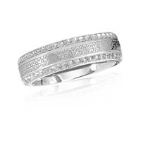 White Crystal Rhinestone 316L Stainless Steel Heart Pattern Band Ring RN1078220