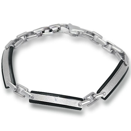 CZ 2-Tone PVD Stainless Steel Link Bracelet BR1073909