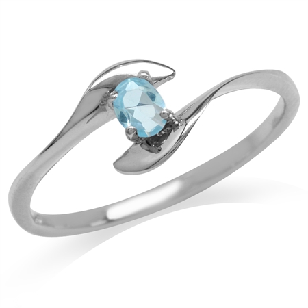 Topaz Blue CZ 925 Sterling Silver Bypass Promise Ring RN0020476
