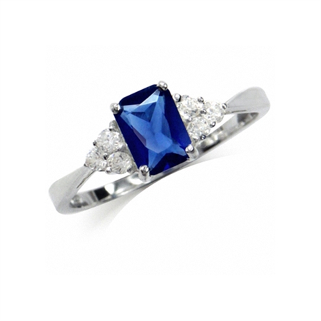 Sapphire Blue CZ & White CZ 925 Sterling Silver Engagement Ring RN0030460