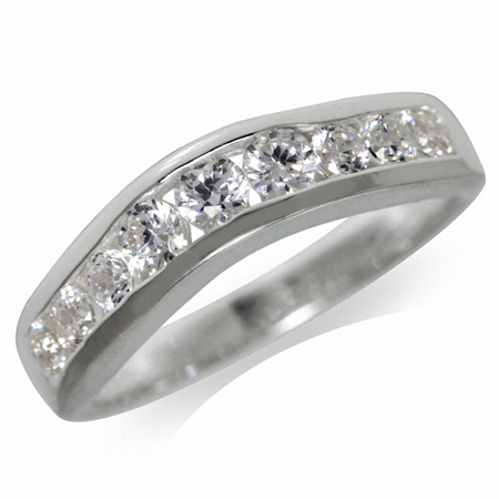 White CZ 925 Sterling Silver Journey Ring RN0035873