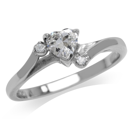 Heart Shape White CZ 925 Sterling Silver Engagement Ring RN0036113