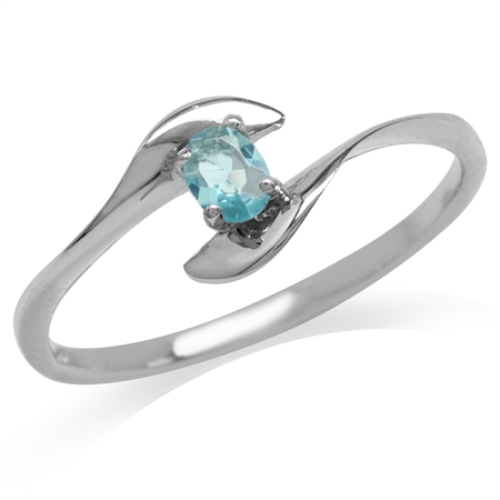 Aquamarine Blue CZ 925 Sterling Silver Bypass Promise Ring RN0037347