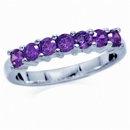 Amethyst Purple CZ 925 Sterling Silver Journey Stackable Ring RN0040842