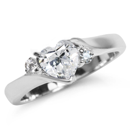Heart Shape White CZ 925 Sterling Silver Engagement Ring RN0040805