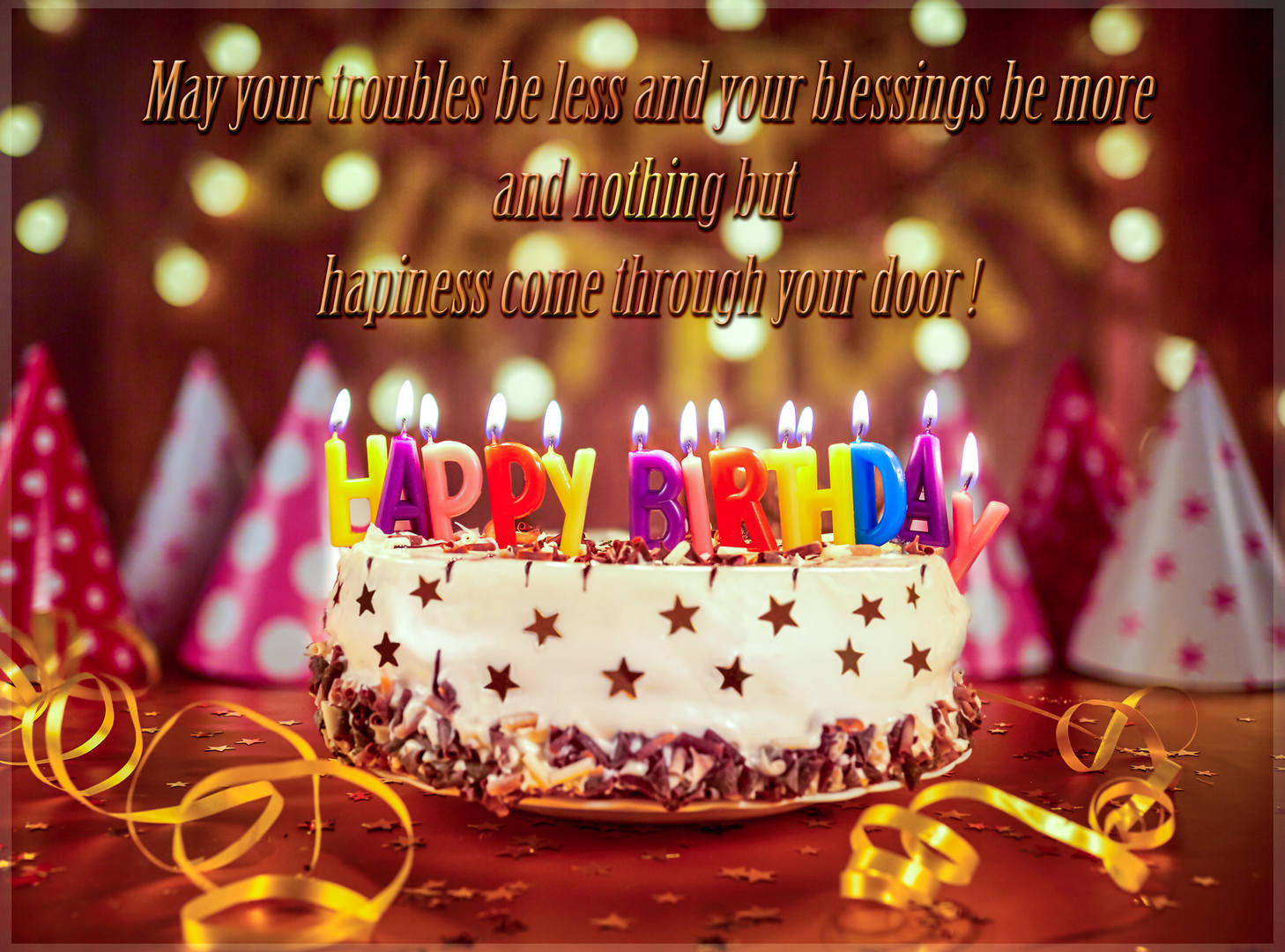 Happy Birthday Greeting Card with Birthday Cake (1)